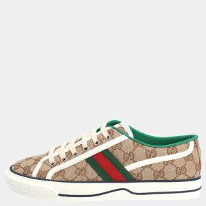 Pre Owned Gucci Beige/ Ebony Tennis 1977 Sneakers Size UK 5