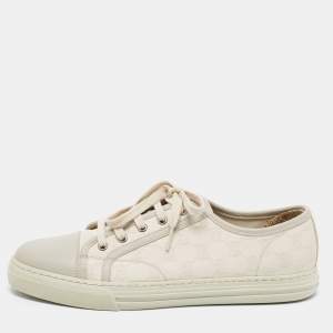 Gucci White/Grey GG Canvas and Leather Low Top Sneakers Size 43
