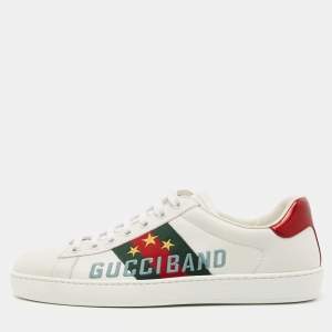 Gucci White Leather Gucci Band Embroidery Ace Sneakers Size 39.5