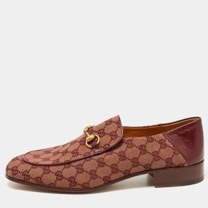 Gucci Two Tone GG Canvas Jordaan Loafers Size 46.5