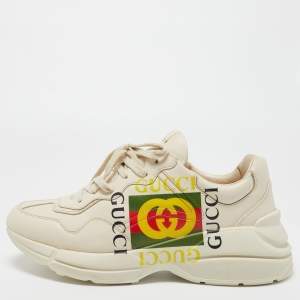 Gucci Cream Leather Rhyton Sneakers Size 43