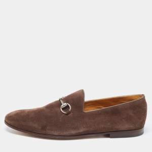 Gucci Brown Suede Slip On Loafers Size 44.5