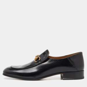 Gucci Black Leather Horsebit Loafers Size 43.5 