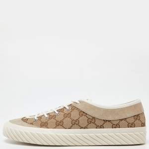 Gucci Gucci Brown/Beige GG Canvas and Suede Sneakers Size 43.5