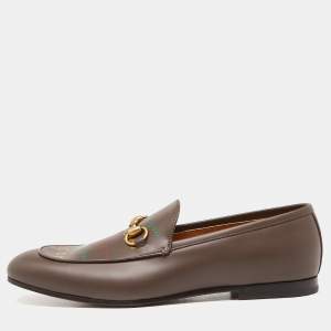 Gucci Brown Leather Jordaan Loafers Size 43.5