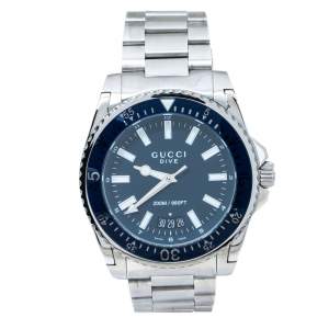 Gucci Blue Stainless Steel Dive 136.2 Men's Wristwatch 45 mm
