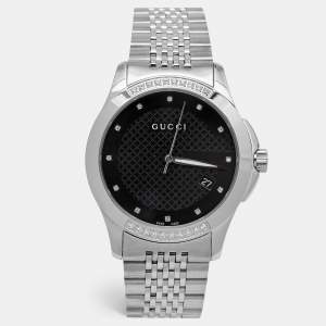Gucci Black Stainless Steel G-Timeless YA126408 Unisex Wristwatch 38 mm