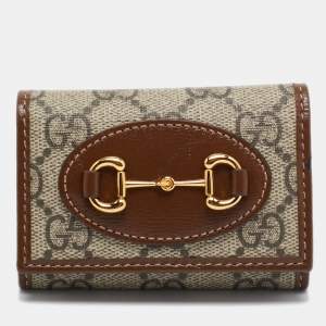 Gucci Beige/Ebony GG Supreme Canvas and Leather Horsebit Key Case