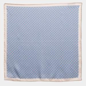 Gucci Blue GG and Floral Print Silk Pocket Square 