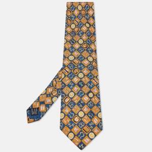 Gucci Yellow Printed Silk Traditional Tie