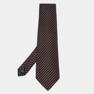 Gucci Vintage Black/Maroon Diagonal Striped Silk Traditional Tie 