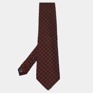 Gucci Burgundy GG Jacquard Silk Traditional Tie 