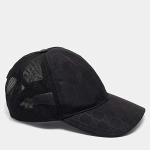 Gucci Black GG Nylon and Mesh Baseball Cap M
