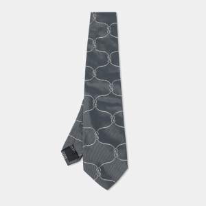 Gucci Grey/White Patterned Silk Tie
