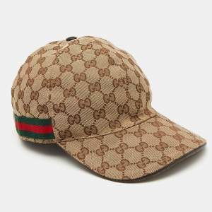 Pre Owned Gucci Beige GG Supreme Canvas Baseball Cap 