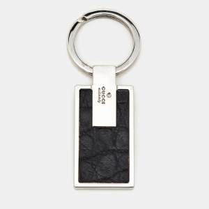 Gucci Leather Silver Tone Key Chain
