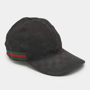 Gucci Black Web Detail GG Canvas Baseball Cap S