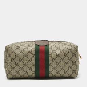 Gucci Beige/Brown GG Supreme Canvas and Leather Medium Savoy Toiletry Case