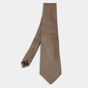 Gucci Brown Houndstooth Pattern Silk Jacquard Tie