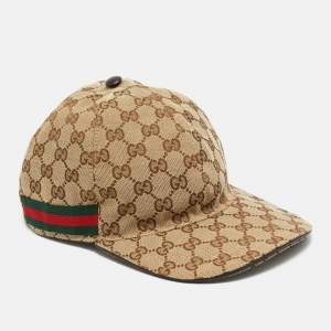 Gucci Beige Original GG Canvas Web Detail Baseball Cap S