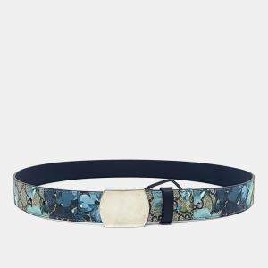 Pre Owned Gucci Blue Coated Canvas Supreme Bloom Belt