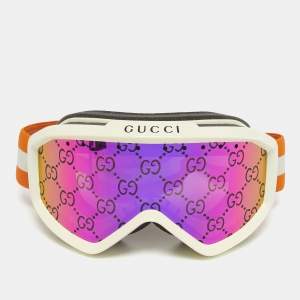 Pre Owned Gucci Orange/Iridescent GG1210S Ski Goggles