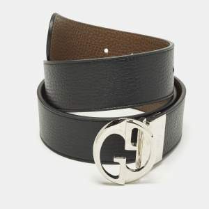 Pre Owned Gucci Interlocking G 85CM Reversible Belt Black/Brown Leather