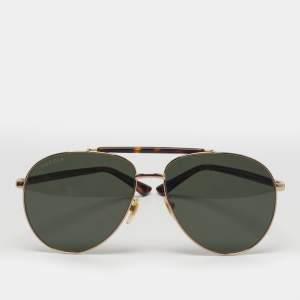 مملوكة مسبقًا Gucci Green/Brown GG0014S Aviator Sunglasses