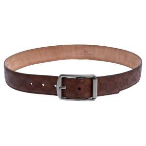 Gucci Brown Guccissima Leather Buckle Belt 85CM