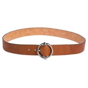 Pre Owned حزام غوتشي إبزيم سيرسل جلد بنية 105 سم