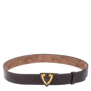 Pre Owned Gucci Dark Brown Leather Hysteria Crest Belt 90 CM