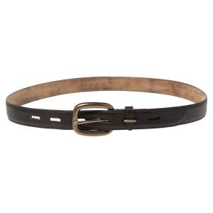 Gucci Dark Brown Textured Leather Buckle Belt 105CM
