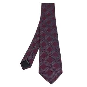 مملوكة مسبقًا Gucci Purple Diagonal Patterned Jacquard Silk Tie