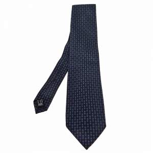 Gucci Navy Blue Silk Jacquard Tie