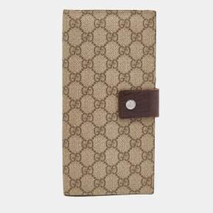 Pre Owned Gucci Beige/Ebony GG Supreme Canvas and Leather Passport Holder