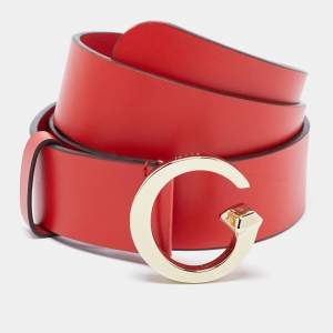 Gucci Red Leather G Buckle Belt 95CM