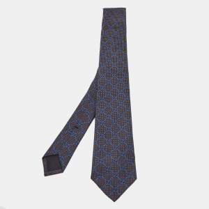Gucci Navy Blue GG Deiene Silk Tie