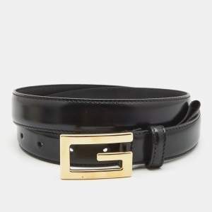 Gucci Black Leather G Buckle Belt 85CM