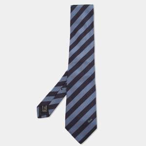 Gucci Navy Blue Diagonale Striped Silk Tie