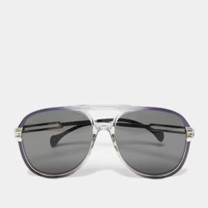 Pre Owned Gucci White/Black GG1104S Aviator Sunglasses