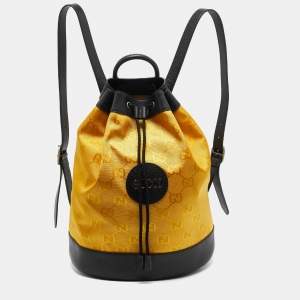 Gucci Yellow GG Nylon Off The Grid Large Drawstring Backpack