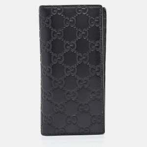 Gucci Black Guccissima Leather Bifold Long Wallet