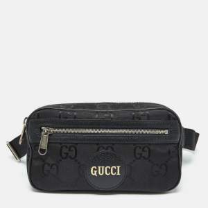 Gucci Black GG Econyl Nylon and Leather Off the Grid Belt Bag