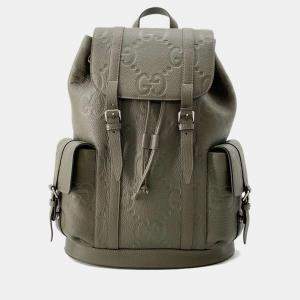 Gucci Green Leather Jumbo GG Embossed Backpack 