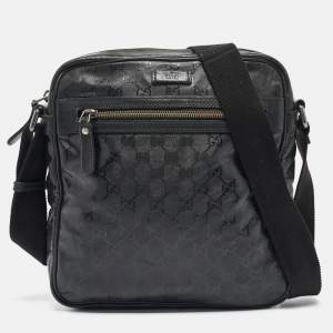 Gucci Black GG Imprime Canvas and Leather Messenger Bag