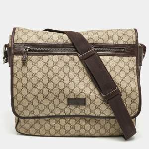 Gucci Dark Brown/Beige GG Supreme Canvas Messenger Bag