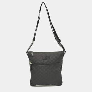 Gucci Black GG Nylon Messenger Bag