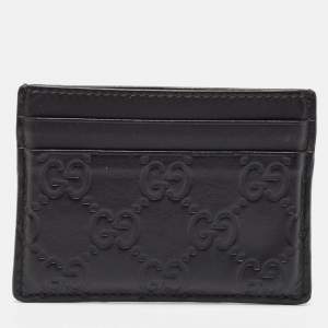 Gucci Black Guccissima Leather Card Holder