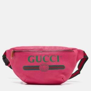 Gucci Pink Leather Logo Web Belt Bag