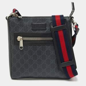Gucci Black GG Supreme Canvas and Leather Crossbody Bag
